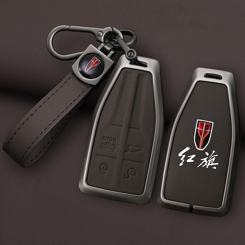 

Zinc Alloy Leather Car Key Cover Case Bag for Hongqi HS5 H5 H9 HS7 H7 L5 HS3 L9 Shell Protector Keychain Accessories