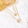 Elegant Double Layer Heart Necklace for Women: Gold-Plated Titanium Steel, Luxury Ins Style