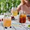 300pcs Colored Striped Straws, Randomly Mixed In 6 Colors (0.23*7.75 Inches), Disposable Paper Straws, Juice Paper Straws