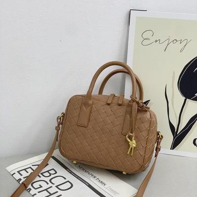 2024 Genuine Leather Women's Hand-Woven Small Square Box Bag - Handbag, Shoulder, Messenger, Commuter, and Boston Styles