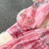 Robe de fée Vintage en dentelle pour femmes, Patchwork, robe de soirée élégante, mi-longue, avec nœud, mode coréenne, une pièce, douce, automne 2024