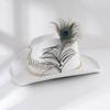 Popular Ladies Vacation Hat Gold Rhinestones Elegant Feather Accessories Pearl Letters Wedding Party Celebration