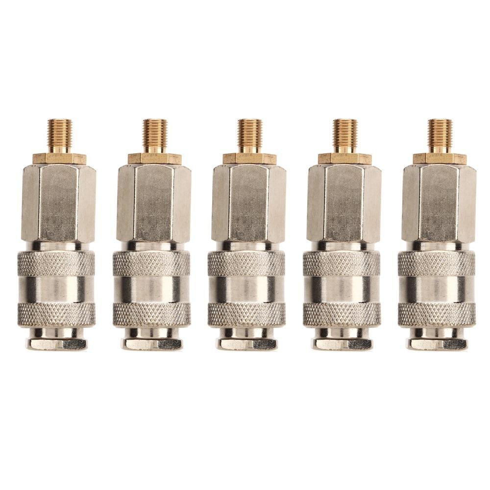 5PCS Brass External Thread Tire Inflator Adapter Machining Air Tool Workstations серебряный