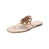 Women's Double T Logo Leather Flat Thong Sandals