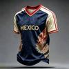 Men's Casual V-Neck Short Sleeve T-Shirt Lightweight Breathable with Mexico Letter Print