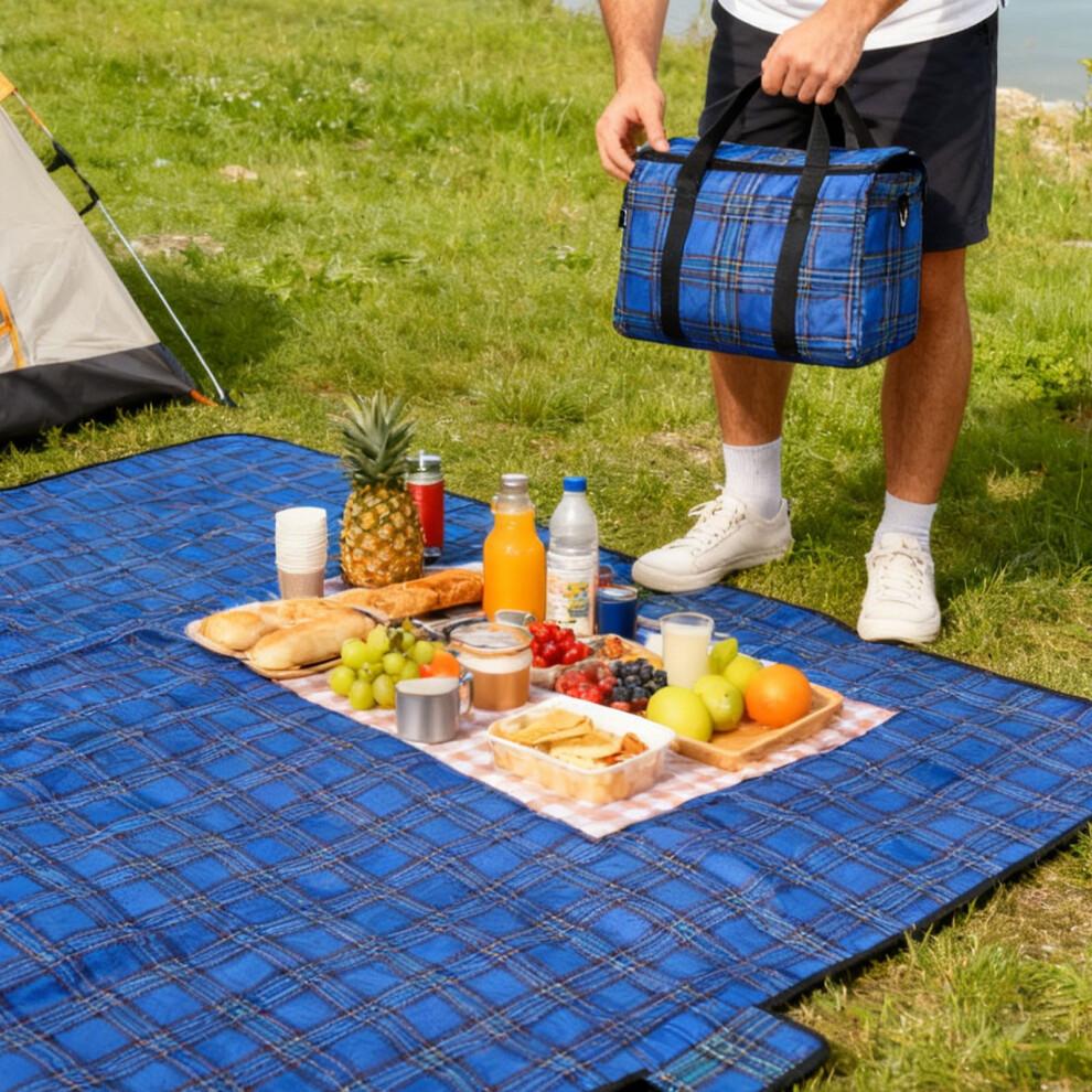 Couverture de pique-nique d'extérieur verte extra large 150x180cm – Imperméable et portable pour le camping, la plage, la randonnée, les festivals