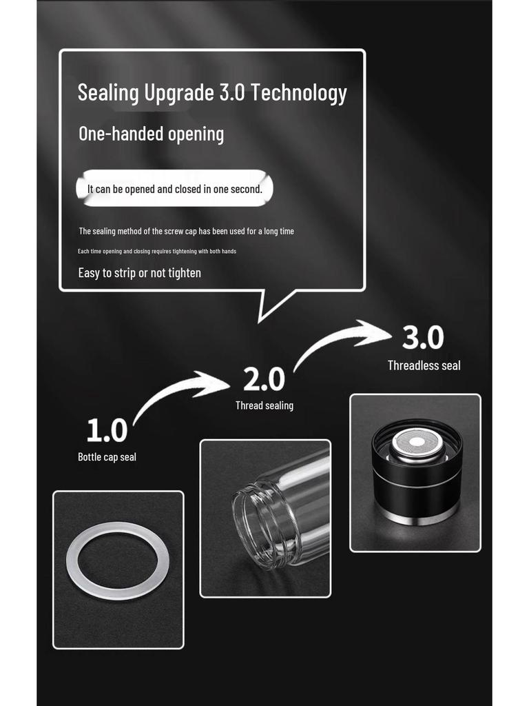 Minghui Quick-Open Double-Layer Glass Cup with Tea and Water Separation, Car-Mounted High-End Men's Cup.