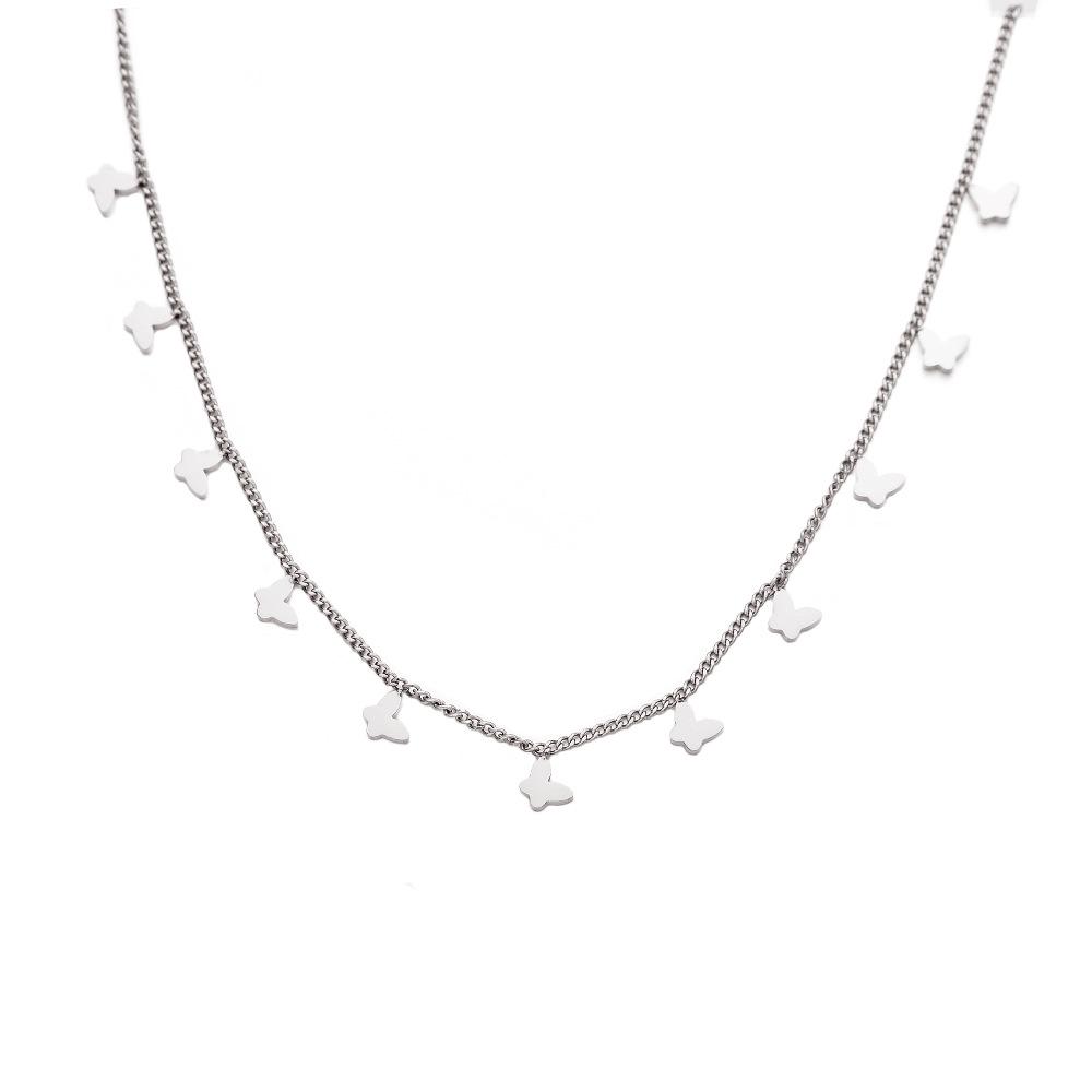 INS Fashion Clavicle Necklace: Retro Butterfly Titanium Steel Pendant