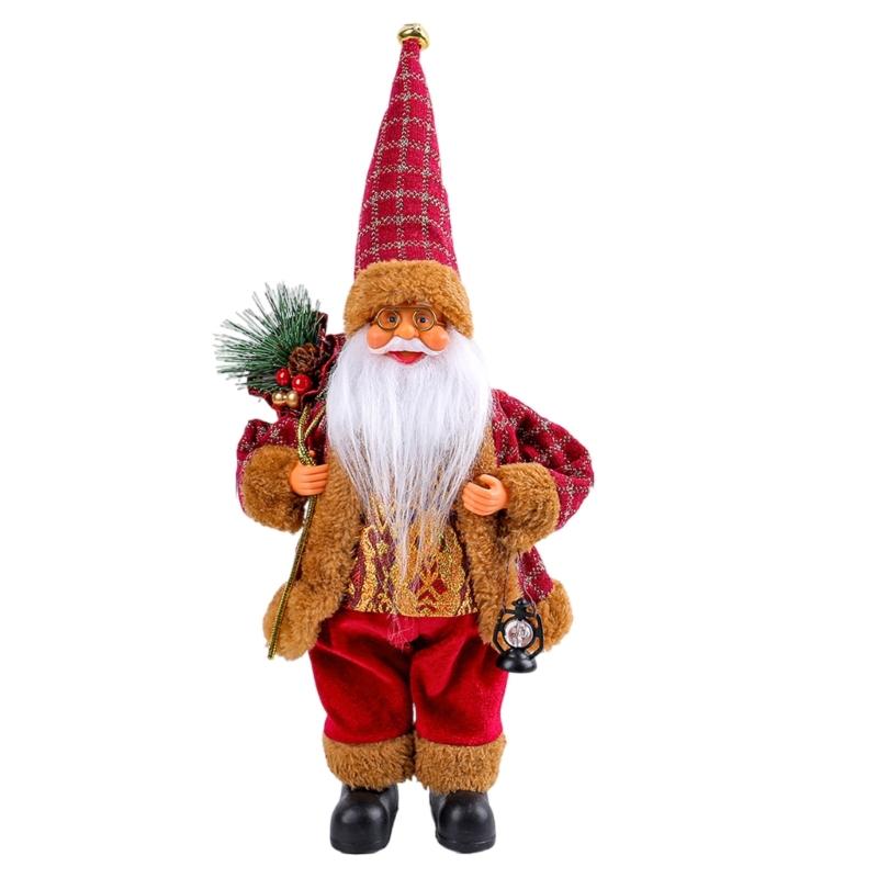 Multipurpose Standing Santa Doll Decoration Stylish Festival Fabric Figurine Accessory for Christmas Decoration