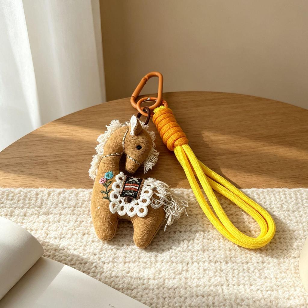 Cute Retro Cartoon Horse Fabric Bag Charm & Phone Keychain Lanyard