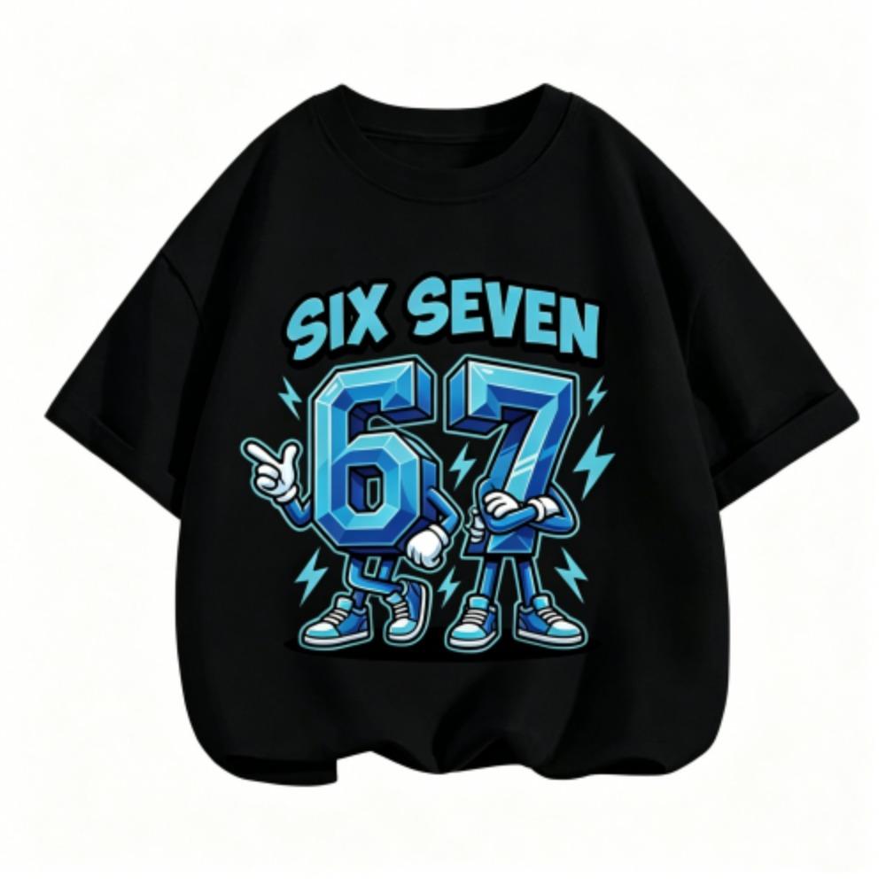 Fashion Letter 67 Brother Funny Printed Kids T-Shirt Casual Boys and Girl Short Sleeve T-shirt Tops Summer Children's Clothes Tees