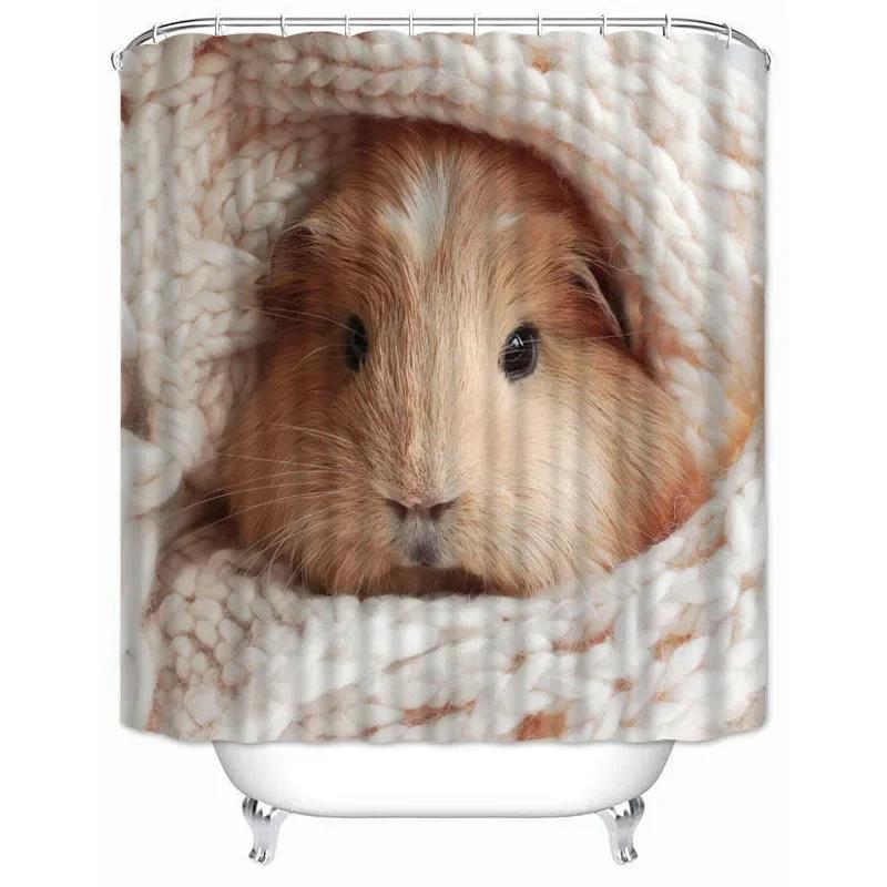 Custom High Quality Guinea Pig Shower Curtain Waterproof Bathroom Polyester Fabric Bathroom Curtain