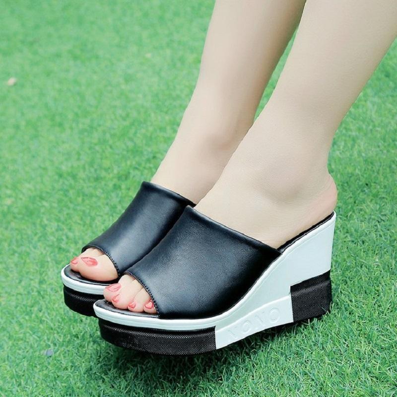 2021 Moda Mujeres Zapatillas Plataforma Abierta Dedo del Pie Cuñas Zapatos  Sandalias Mujer PU Cuero Zapatos Mujeres Verano Calzado para Mujer comprar  a buen precio — entrega gratuita, reseñas reales con fotos — Joom