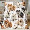 Cute Pomeranian Dogs Blanket with Pomeranian Puppy Print Soft Flannel Bedspread for all-Season Cozy