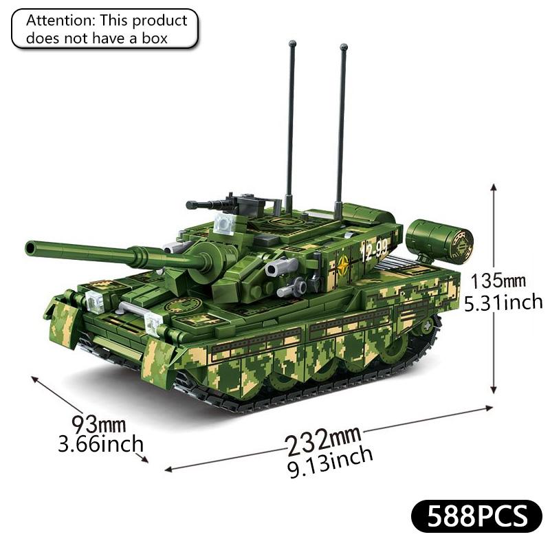 

588PCS Type 99 Tank Brick Playset, Armored Vehicle Puzzle DIY Assembly Toys Playsetss, Children s Army Handmade DIY Birthday Gift Presents