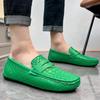 Herren Mokassins Loafer Fahrschuhe Komfort Leder Flats Lässige Slipper Übergröße Farbe Blau Erbsenschuhe Übergröße
