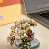 Mini Pflanze Bonsai Baustein Blume Pflanze Kirschblütenbaum Topfpflanze Strauß Modell Steine Heimdekoration Spielzeug für Kinder Geschenke