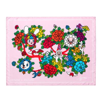 [Reclow X Artnom] RECLOW BOUQUET Silk Scarf PINK