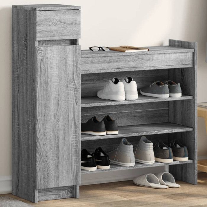 Armoire à chaussures sonoma gris bois d ingénierie