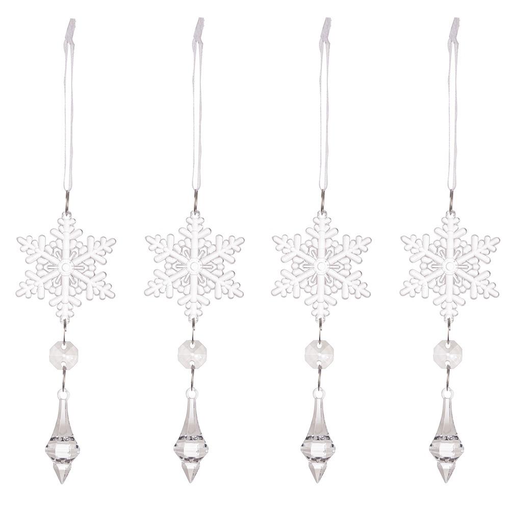 4pcs Colorful Snowflake Icicle Pendants Xmas Tree Ice Hanging Ornament  Merry Christmas Decoration