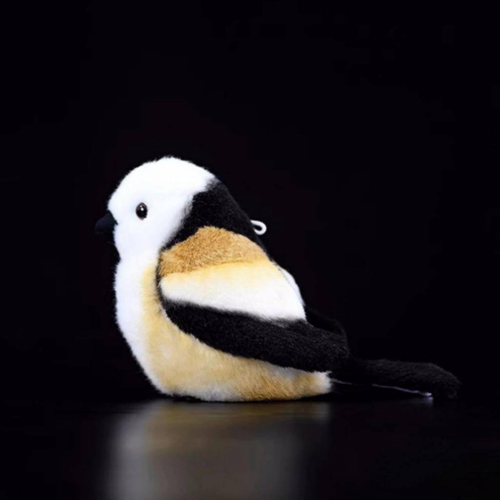 Lilizzhoumax Pițigoi cu coadă lungă drăguț, Jucărie de pluș pasăre realistă, Pițigoi cu coadă lungă Zâna zăpezii, Pasăre Hokkaido, Pufos, Moale, Jucărie mascotă, Crăciun