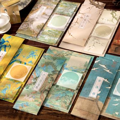 60 Sheet Retro Chinese Style Memo Pad Vintage Landscape Scenary Characters Scrapbooking Memo Pad Lovely Sticky Note Student