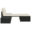 Double Sun Lounger with Cushions Black Poly Rattan