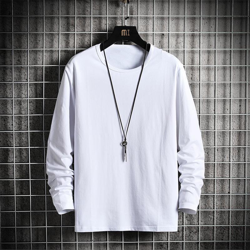 

Мужские свободные футболки с длинными рукавами на весну и осень – модный молодежный стиль L белый