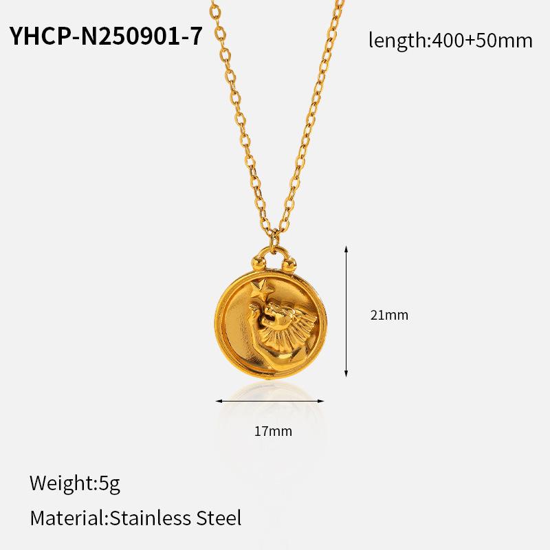 Electroplated Zodiac Pendant Necklace Titanium Steel Light Luxury Choker Fashion Jewelry for Women