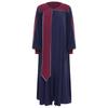Womens Choir Performance Gown Color Block V Neck Puff Sleeves Split Front Zipper Design Flowy Stage Costume for Worship Events