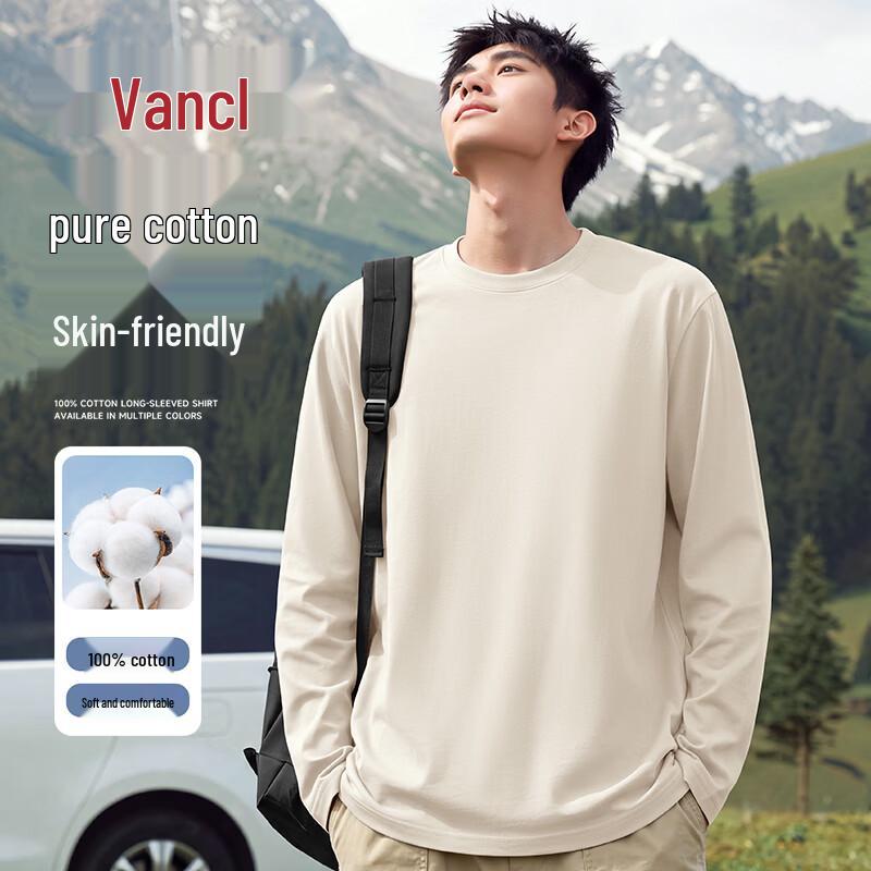VANCL Men's Long-Sleeve Casual Oversized Cotton T-Shirt