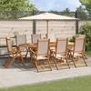 Vidaxl 9-Cz. Garden Furniture Set, Solid Acacia Wood and Textilene