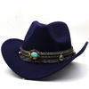 New Fashion Western Cowboy Hat Wool Tassel Belt Sombrero Cap Men Women Cowgirl Solid Color Jazz Elegant Lady Hollow Design Hats