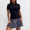 European and American Women's Basic Ribbed Solid Color T-shirt