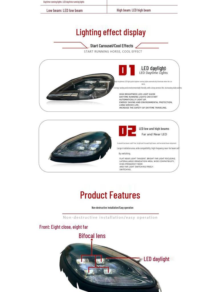 14-22 Porsche Macan Headlight Assembly: New Four-Eye Matrix Front Lights with Daytime Running Feature