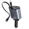 120W Dual Type-C Digital Display Car Charger New Super Fast Charging Retractable Cable Four-in-one Cigarette Lighter