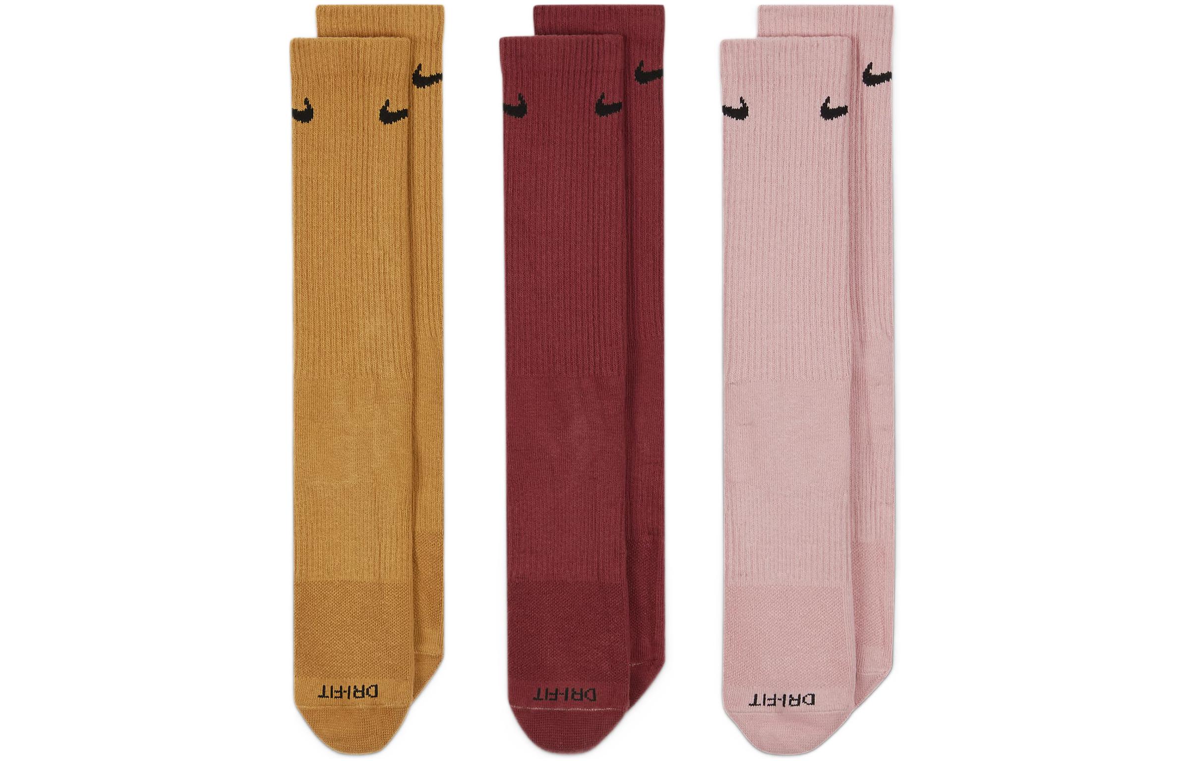 Nike Knee High Socks Men s Men s 3 Pack Pink/Cedar Red/Wheat Yellow SX6891-922 XL