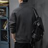 Heren Herfst Retro Geborduurde Zware Half-Ritssluiting Losse Pasvorm Opstaande Kraag Hoodie Pullover