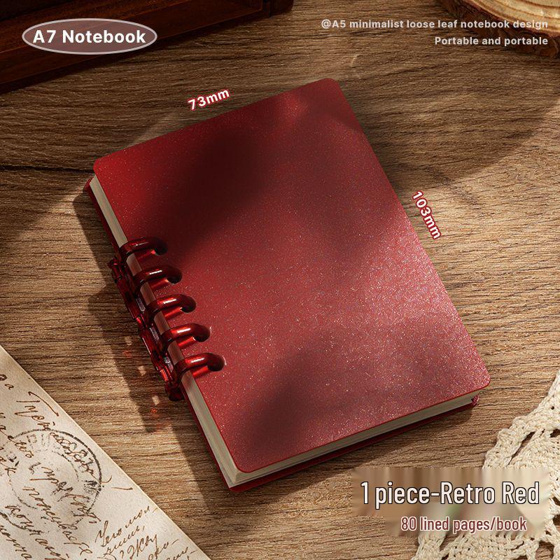 A7 Transparent Minimalist Loose-Leaf Spiral Pocket Notebook, Lined for Single Words