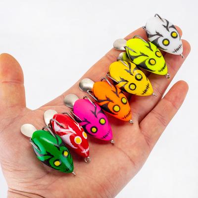 1Pcs 4cm/6g Fishing Lure Thunder Frog Modified Hit Black Frog Floating Frog Double Hooks Water Drop Noise Sequins Baits