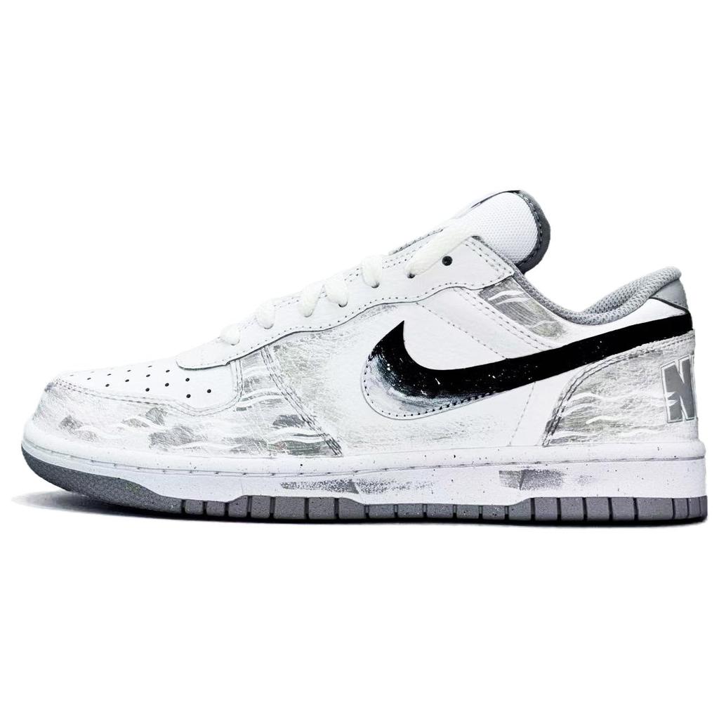 Nike Big Steed Abrasion Resistant Breathable Low top Skateboard Shoes Unisex Gray White 355152-106(Team1497-)