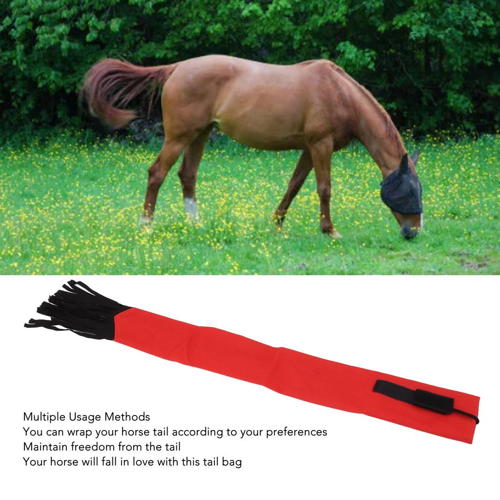 Horse Tail Bag Horsetail Protector Non Woven Fabric Horsetail Guard Anti Bite Anti Dirt Horse Grooming Supplies with Fringe Red