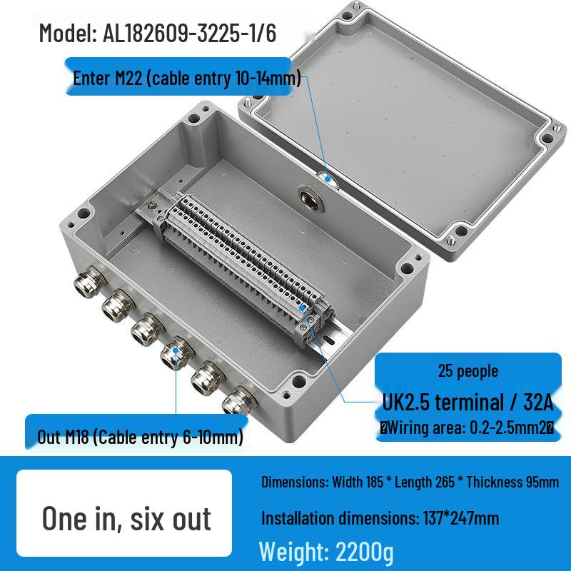 Caja de Conexiones Estanca para Exteriores de Aleación de Aluminio con Terminales