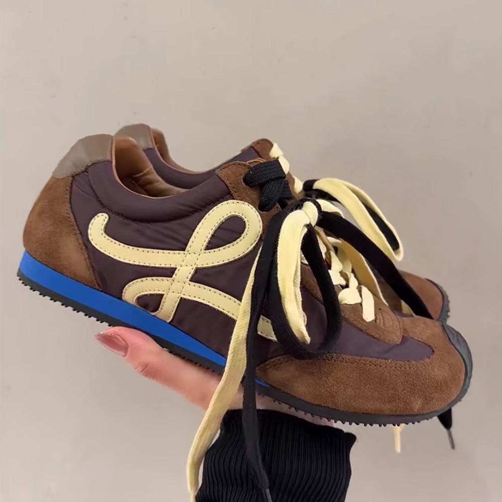 Lan Cabinet Spring 2025 New Retro Dexun Shoes Brown Casual Flat Forrest Gump Sneakers Women