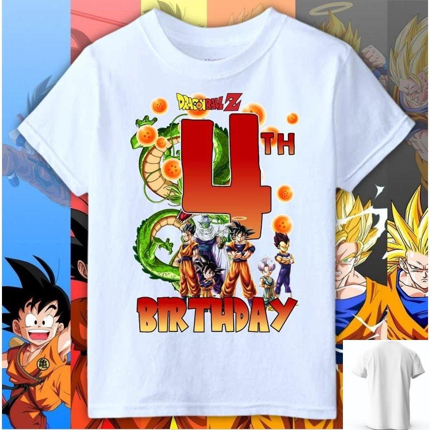 2026 Summer Dragon Ball Z Birthday Pure Cotton Tshirt for Boys and Girls Aged 012 Fashionable and Casual Y2K Trendy Clothing