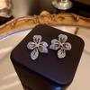 Korean Fashion Crystal Flower Earrings For Women Jewelry Trending New Luxury Women's Zircon Petal Earrings Accessories Gift