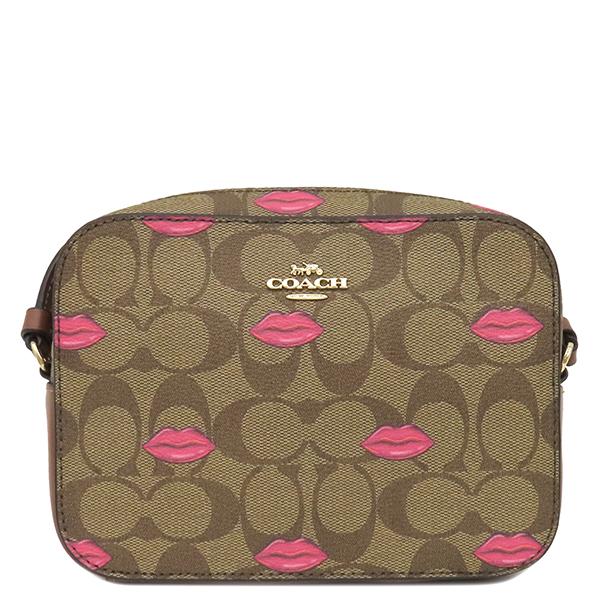 COACH Mini Camera Bag Signature Canvas with Lip PrintShoulder Bag Smooth Rubbed Array