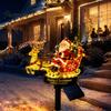 Energy Saving Solar Courtyard Decor Santa And Reindeer Sleigh Garden Stake Light, Warm LED Christmas Pathway Powered Holiday Lighting Lamp,