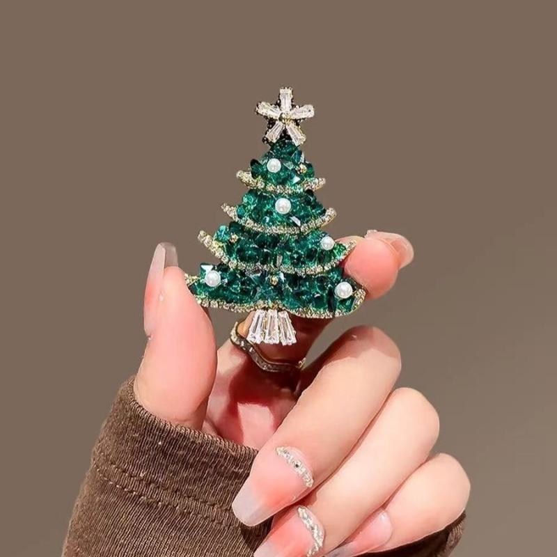 Cartoon Snowman Christmas Tree Brooches For Women Versatile Light Luxury Lapel Pin Clothing Accessories Party Gifts