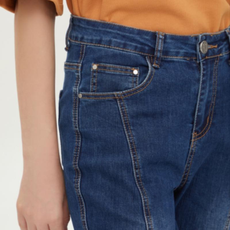  Benetton  Incisional Roll Up Straight Denim Pants Badp15341